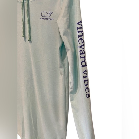 Edgartown Vintage Whale Long-Sleeve Hoodie Tee Size Small Aqua - Picture 5 of 9